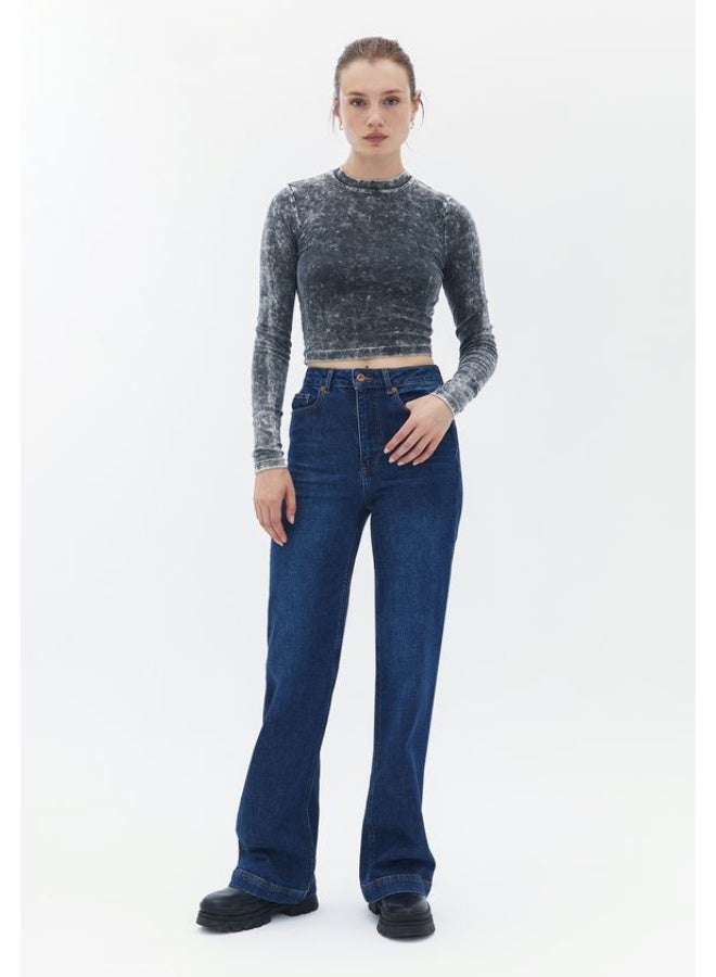 OXXO High Rise Wide Leg Denim Pants-DARK DENIM - Image 1